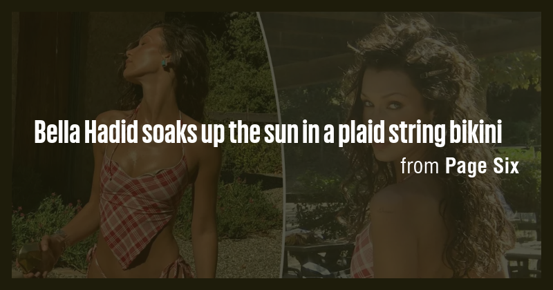 Bella Hadid Soaks Up The Sun In A Plaid String Bikini Briefly
