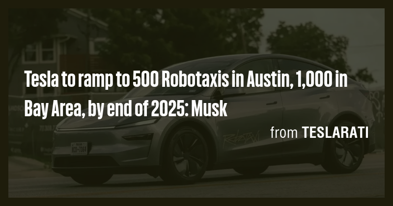 Tesla to ramp to 500 Robotaxis in Austin, 1,000 in Bay Area, by end of ...