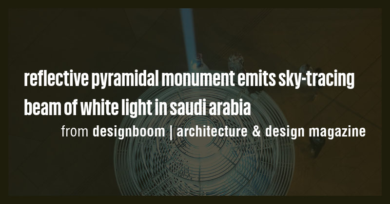 reflective pyramidal monument emits sky-tracing beam of white light in ...