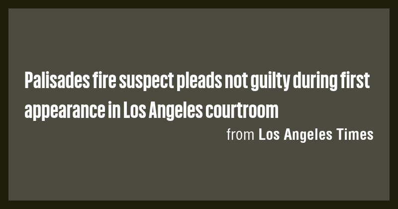 Palisades fire suspect pleads not guilty during first appearance in Los ...