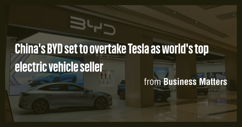 China's BYD set to overtake Tesla as world's top electric vehicle ...