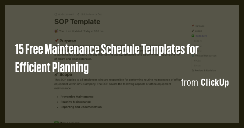 15 Free Maintenance Schedule Templates for Efficient Planning - Briefly