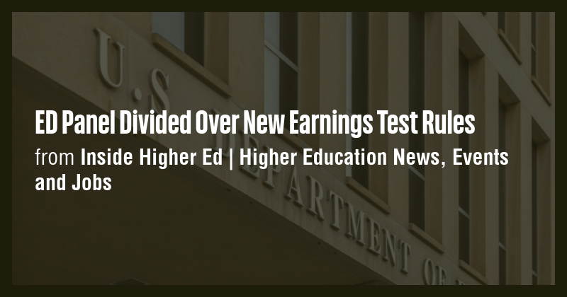 ED Panel Divided Over New Earnings Test Rules - Briefly