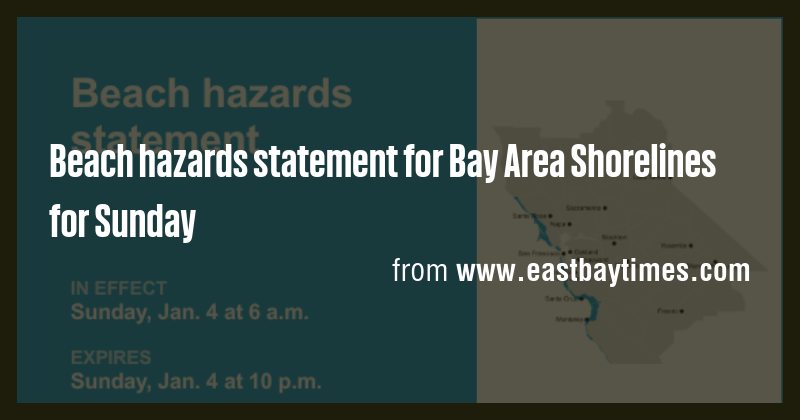 Beach hazards statement for Bay Area Shorelines for Sunday - Briefly