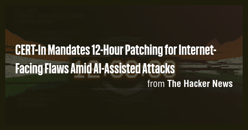 CERT-In Mandates 12-Hour Patching for Internet-Facing Flaws Amid AI ...