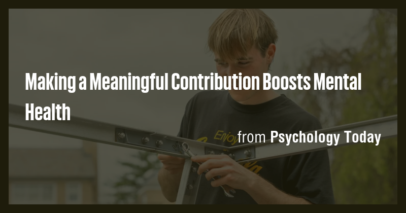 Making a Meaningful Contribution Boosts Mental Health - Briefly