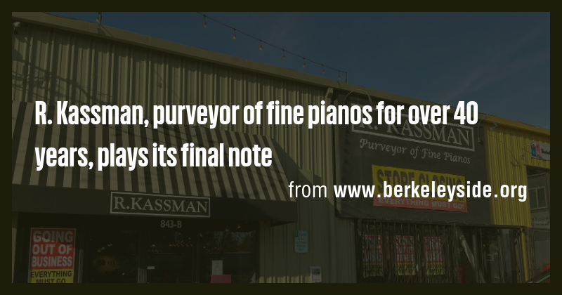 R. Kassman, purveyor of fine pianos for over 40 years, plays its final ...