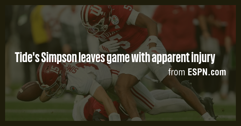 Tide's Simpson leaves game with apparent injury - Briefly