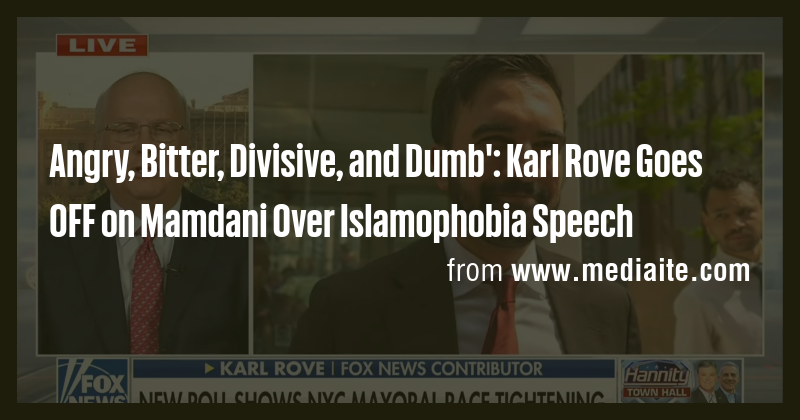 Angry, Bitter, Divisive, and Dumb': Karl Rove Goes OFF on Mamdani Over ...
