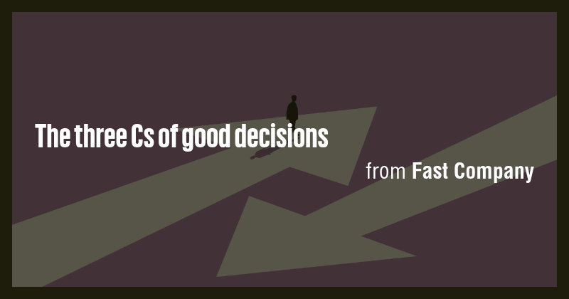 The three Cs of good decisions - Briefly