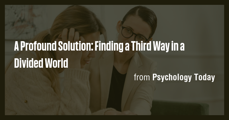 A Profound Solution: Finding a Third Way in a Divided World - Briefly