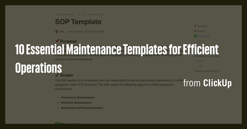 10 Essential Maintenance Templates for Efficient Operations - Briefly