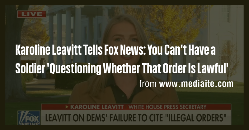 Karoline Leavitt Tells Fox News: You Can't Have a Soldier 'Questioning ...