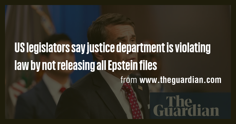 US legislators say justice department is violating law by not releasing ...