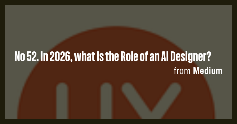 No 52. In 2026, what Is the Role of an AI Designer? - Briefly