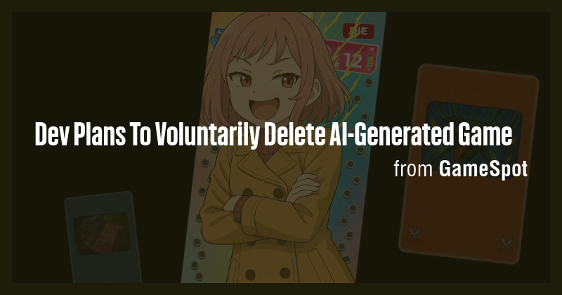 Dev Plans To Voluntarily Delete AI-Generated Game - Briefly