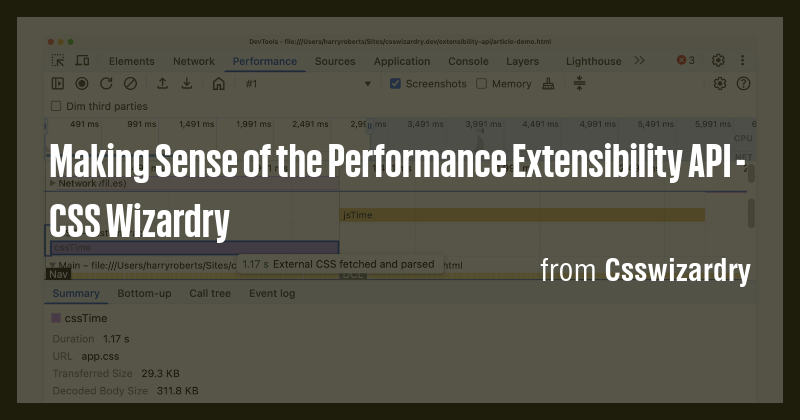 Making Sense of the Performance Extensibility API - CSS Wizardry - Briefly