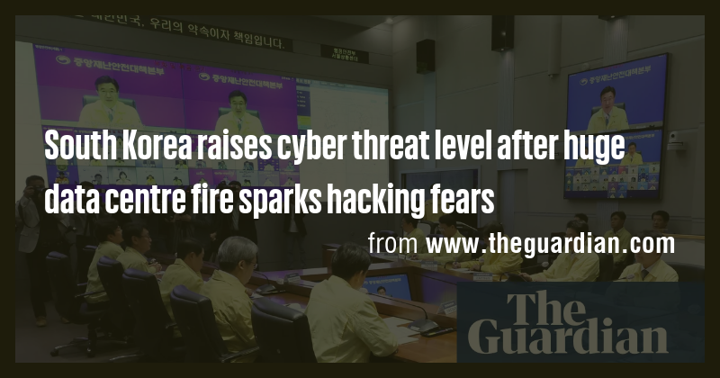 South Korea raises cyber threat level after huge data centre fire ...